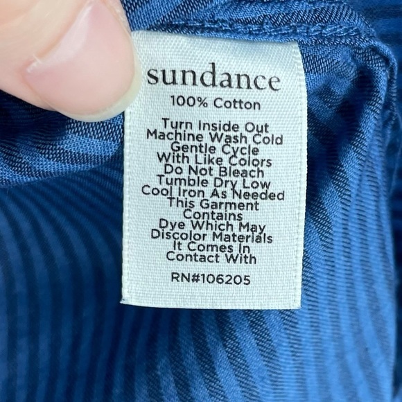 NWOT Sundance XS Blue Striped Button-Down Top Ruffle Collar Cotton - Picture 4 of 6